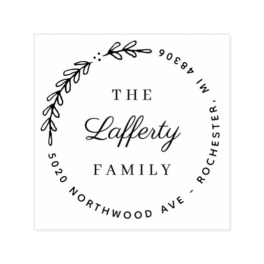 Laurel Personalisiert Family Monogram-Adresse Permastempel (Design)