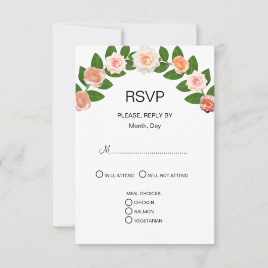 Laurel & Rose Blume Hochzeit RSVP Karte (Vorderseite)