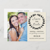Laurel Save the Date Foto Postcard / Creme Ankündigungspostkarte (Vorne/Hinten)