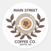 Laurel und Coffee Cup Small Business Aufkleber (Vorderseite)