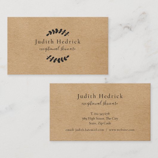 Laurel Verlasse Rustic Kraft Visitenkarte (Vorne/Hinten)