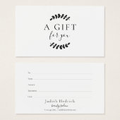 Laurel Verlasse Schwarz-Weiß-Geschenkgutschein (Vorne & Hinten)