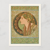 Laurel Vintag Portrait Alphonse Mucha Postkarte (Vorderseite)