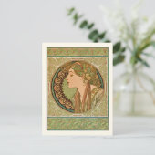 Laurel Vintag Portrait Alphonse Mucha Postkarte (Stehend Vorderseite)