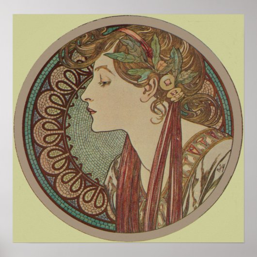 Laurel von Alphonse Mucha Art Nouveau Poster (Vorne)
