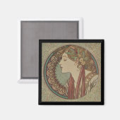 Laurel von Alphonse Mucha Magnet (Vorderseite/Rückseite)