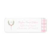 Laurel Wappen Initial Pink Gingham Rücksendeadress (Vorne)