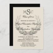 Laurel Wappen Monogram Classic Uni-Abschluss I Einladung (Vorne/Hinten)