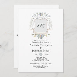 Laurel Wappen Monogram Lakeside Engagement Party Einladung