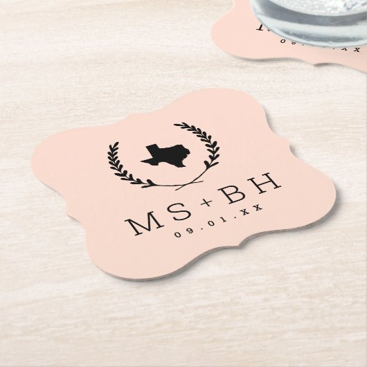 Laurel Wappen Texas Wedding Monogram | Blüte Untersetzer (angewinkelt)