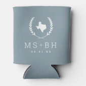 Laurel Wappen Texas Wedding Monogram | Dusty Blue Dosenkühler (Vorderseite)
