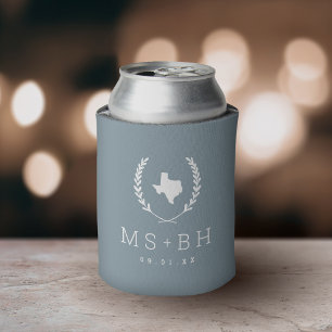 Laurel Wappen Texas Wedding Monogram Dusty Blue Dosenkühler