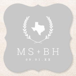 Laurel Wappen Texas Wedding Monogram | Grau Untersetzer