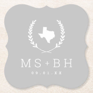Laurel Wappen Texas Wedding Monogram   Grau Untersetzer
