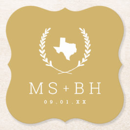 Laurel Wappen Texas Wedding Monogram | Senf Untersetzer