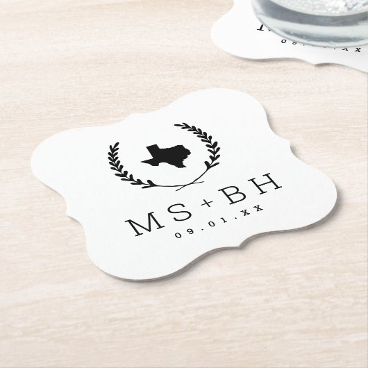 Laurel Wappen Texas Wedding Monogram Untersetzer (angewinkelt)