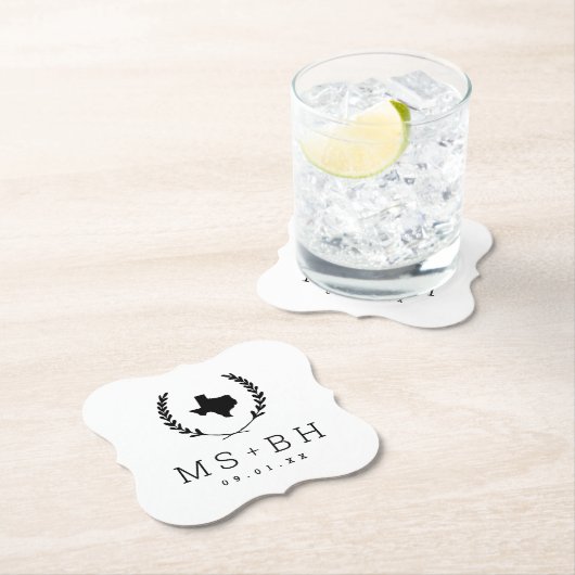 Laurel Wappen Texas Wedding Monogram Untersetzer (Vor Ort)