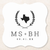 Laurel Wappen Texas Wedding Monogram Untersetzer (Vorderseite)