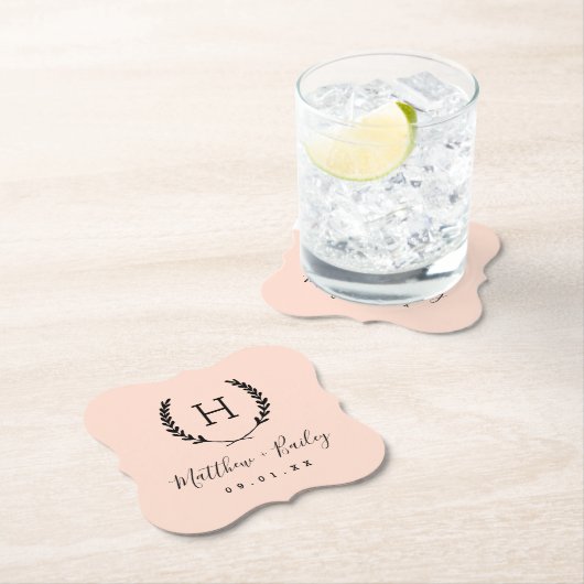 Laurel Wappen Wedding Monogram | Blüte Untersetzer (Vor Ort)