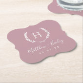 Laurel Wappen Wedding Monogram | Mauve Untersetzer (angewinkelt)