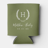Laurel Wappen Wedding Monogram | Olive Green Dosenkühler (Vorderseite)