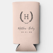 Laurel Wappen Wedding Monogram | Rosa Selters Dosenkühler (Vorderseite)