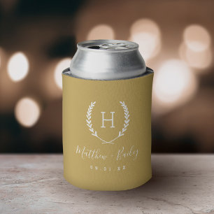 Laurel Wappen Wedding Monogram Senf Yellow Dosenkühler