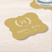 Laurel Wappen Wedding Monogram | Senf Yellow Untersetzer (angewinkelt)