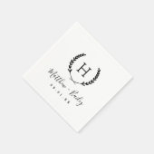 Laurel Wappen Wedding Monogram Serviette (Ecke)