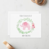 Laurel Wasserfarbe rosa Elefant aus dem Kinderzimm Mitteilungskarte (Vorderseite/Rückseite Beispiel)