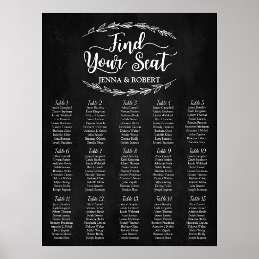 Laurel Wedding Chart, bearbeitbare Farbe Poster (Vorne)