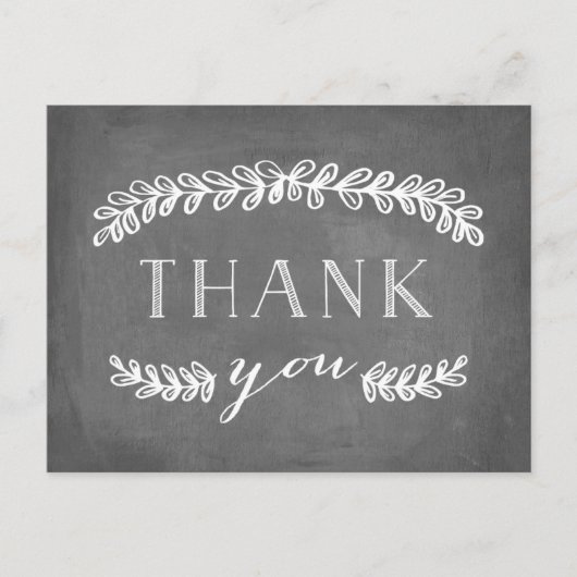 Laurel White Flat Danke Post Card Chalkboard Postkarte (Vorderseite)