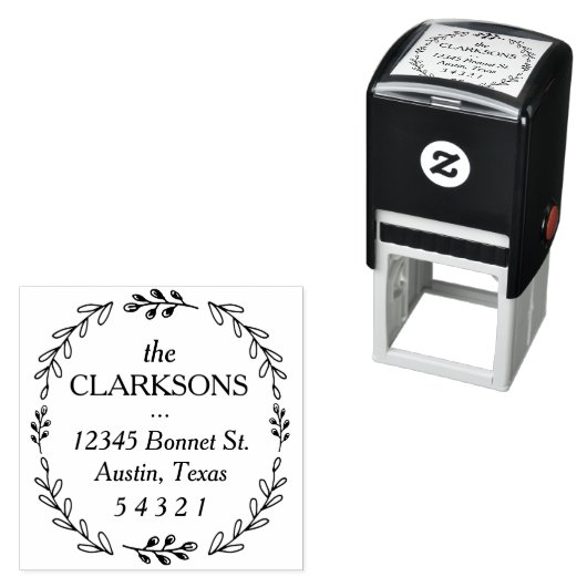 Laurel Wreath Address Briefmarke Permastempel (Beispiel)