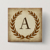 Laurel Wreath Aged Papyrus Monogram Initial A Button (Vorderseite)