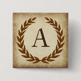 Laurel Wreath Aged Papyrus Monogram Initial A Button