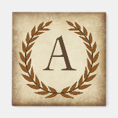 Laurel Wreath Aged Papyrus Monogram Initial A Magnet (Vorne)