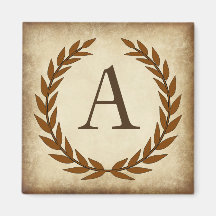 Laurel Wreath Aged Papyrus Monogram Initial A