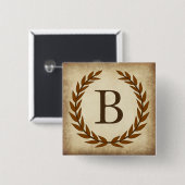 Laurel Wreath Aged Papyrus Monogram Initial B Button (Vorne & Hinten)