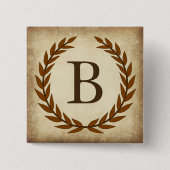 Laurel Wreath Aged Papyrus Monogram Initial B Button (Vorderseite)