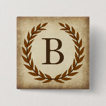 Laurel Wreath Aged Papyrus Monogram Initial B