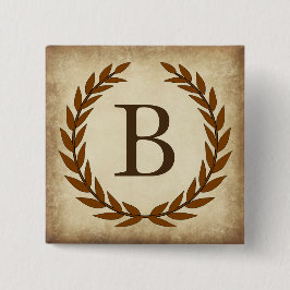 Laurel Wreath Aged Papyrus Monogram Initial B Button
