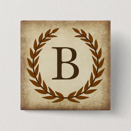 Laurel Wreath Aged Papyrus Monogram Initial B Button (Vorderseite)
