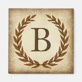 Laurel Wreath Aged Papyrus Monogram Initial B Magnet (Vorne)