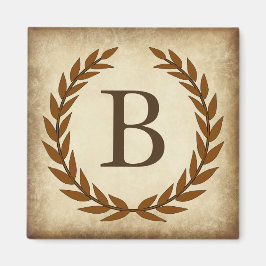Laurel Wreath Aged Papyrus Monogram Initial B Magnet