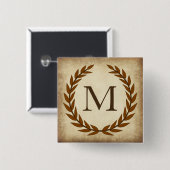 Laurel Wreath Aged Papyrus Monogram Initial Button (Vorne & Hinten)