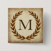 Laurel Wreath Aged Papyrus Monogram Initial Button (Vorderseite)