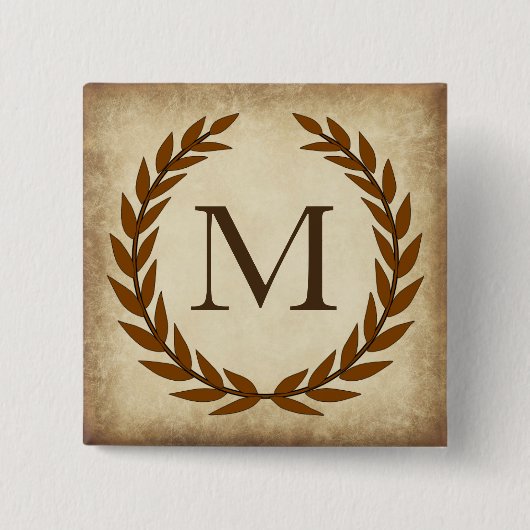 Laurel Wreath Aged Papyrus Monogram Initial Button (Vorderseite)