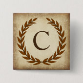 Laurel Wreath Aged Papyrus Monogram Initial C Button (Vorderseite)