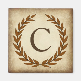 Laurel Wreath Aged Papyrus Monogram Initial C Magnet