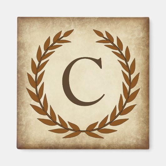 Laurel Wreath Aged Papyrus Monogram Initial C Magnet (Vorne)